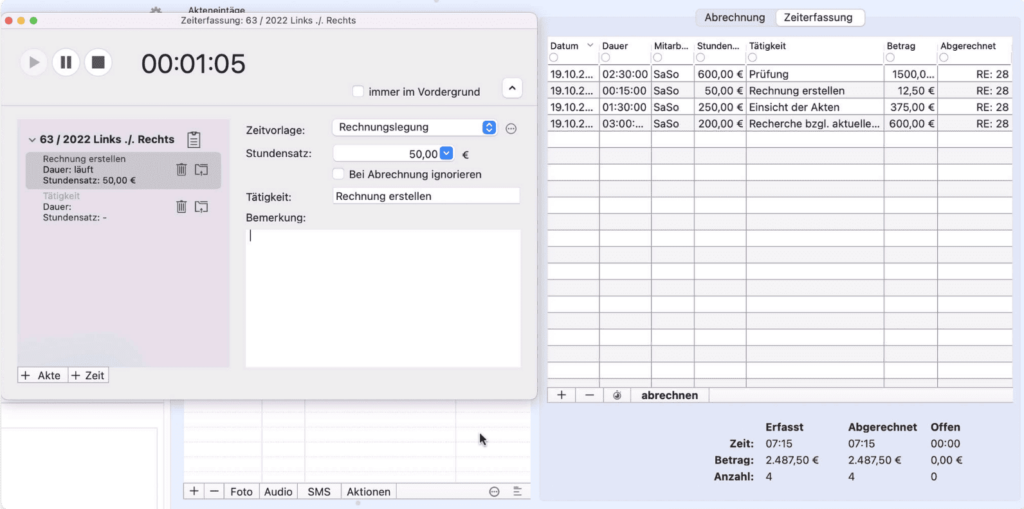 Screenshot KanzLaw Benutzeroberfläche