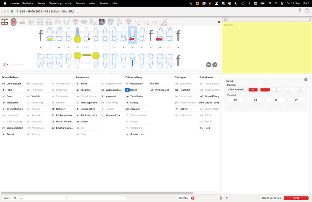 Screenshot tomedo.dental Benutzeroberfläche